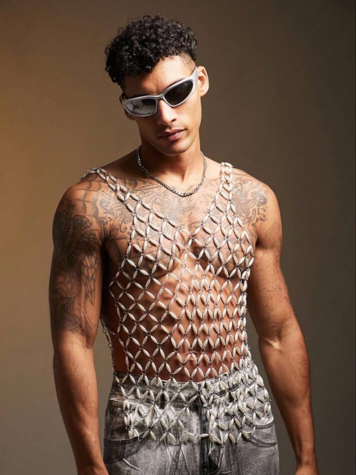 Men's Pearl Chain Hollow Sexy Tank Top